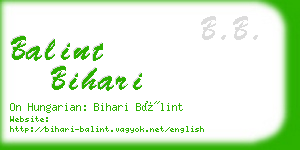 balint bihari business card